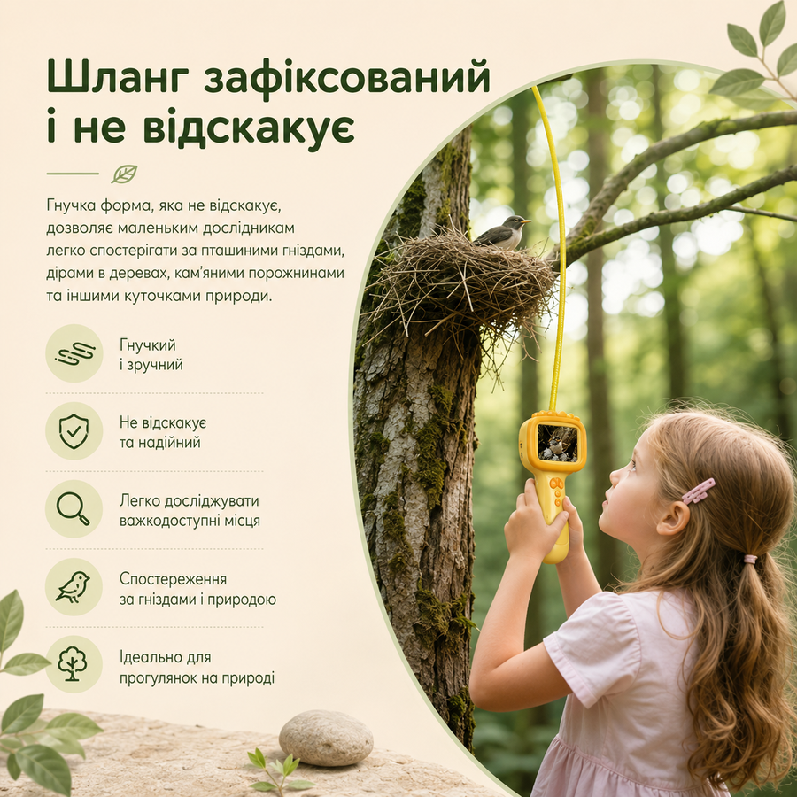 Ендоскоп цифровий, портативний дитячий ендоскоп-камера для досліджень, з екраном та LED-підсвічуванням 19082026 фото, Hot Box