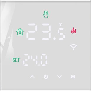 Сенсорний програмований термостат / терморегулятор Wi-Fi з голосовим керуванням для електричної підлоги TuyaSmart MINCO HEAT М3Н білий 375086110 фото, Hot Box