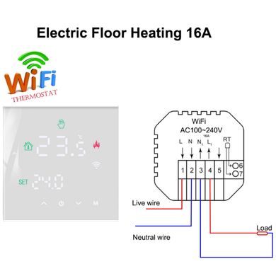 Сенсорний програмований термостат / терморегулятор Wi-Fi з голосовим керуванням для електричної підлоги TuyaSmart MINCO HEAT М3Н білий 375086110 фото, Hot Box