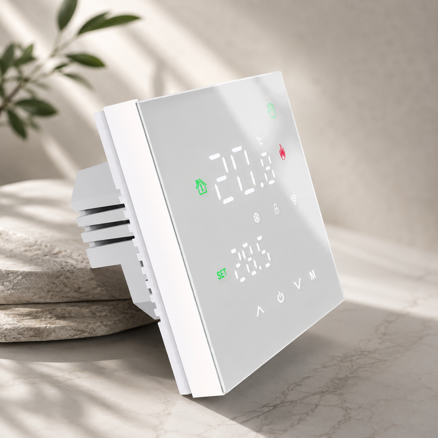Сенсорний програмований термостат / терморегулятор Wi-Fi з голосовим керуванням для електричної підлоги TuyaSmart MINCO HEAT М3Н білий 375086112 фото, Hot Box