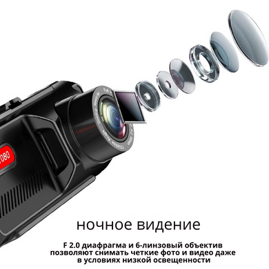 Автомобильный видеорегистратор на две камеры с ночным видением YiKoo YP316 280122К фото, Hot Box