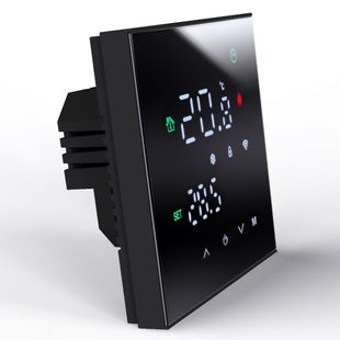Розумний сенсорний Wi-Fi термостат з голосовим керуванням та функцією пам'яті для електричної підлоги TuyaSmart MINCO HEAT М3Н чорний 372159813 фото, Hot Box