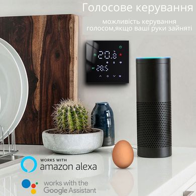 Розумний сенсорний Wi-Fi термостат з голосовим керуванням та функцією пам'яті для електричної підлоги TuyaSmart MINCO HEAT М3Н чорний 372159813 фото, Hot Box