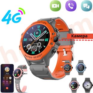 Дитячий / дорослий смарт годинник - телефон Smart Watch 4G SIM-карта, IP67, GPS, кнопка SOS, прослуховування, відеодзвінок, геозабор Tabby K55 помаранчевий 16102024 фото, Hot Box