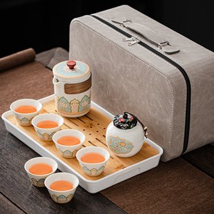 Керамический портативный набор для китайской чайной церемонии в подарочном кейсе на 6 персон TOMAS TMZ-GS50 white 387667809 фото, Hot Box