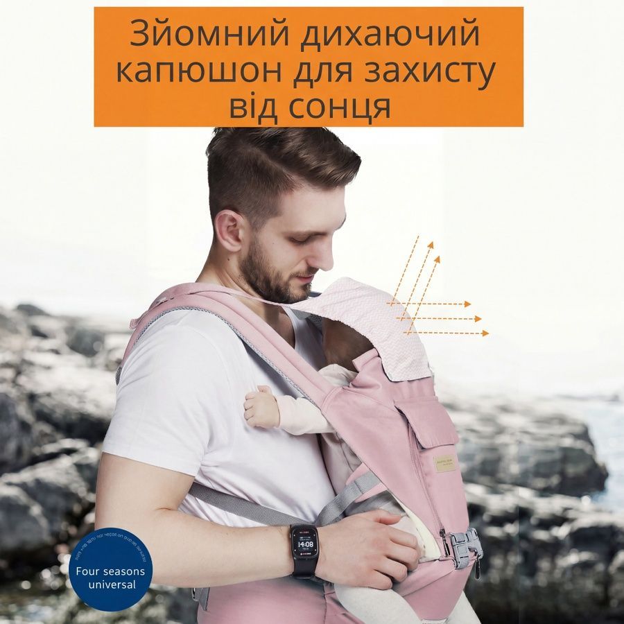 Багатопозиційна сумка-переноска Hip Seat слінг зі знімним сидінням Leshu 3 в 1 BC-318 Pink 40123Sl фото, Hot Box