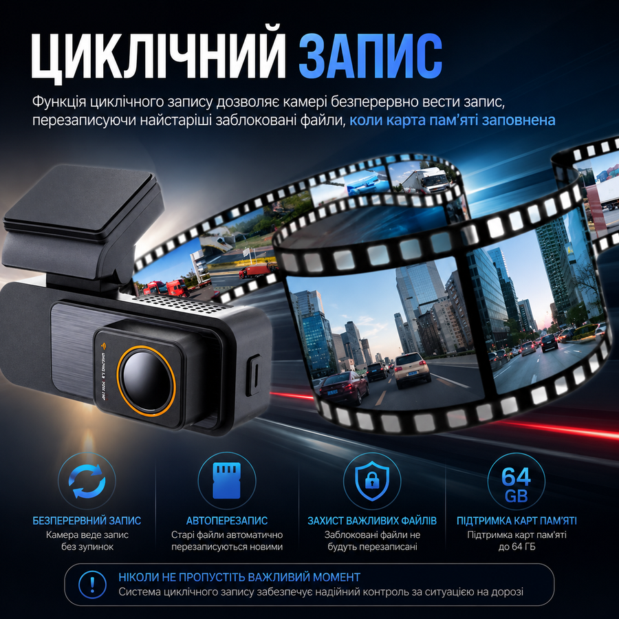 Автомобильный видеорегистратор на две камеры с ультра четким изображением 4К, Wi-Fi CardVR, GPS, ночное видение и контроль через приложение Yikoo Fit Max Х30 529613909 фото, Hot Box