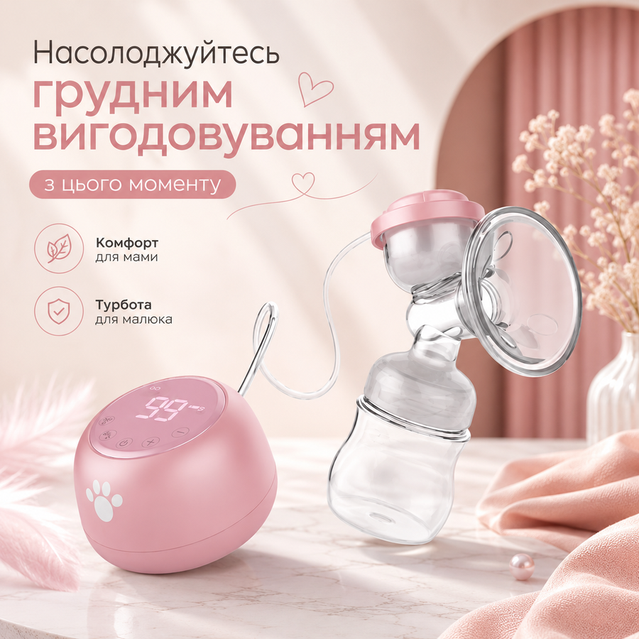 Молоковідсмоктувач електронний з функцією масажу CMBEAR Pink 332087248 фото, Hot Box