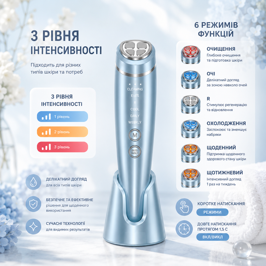 Професійний багатофункціональний косметологічний апарат для обличчя Colorume W-618J мікрострум, радіочастота та режими нагріву й охолодження 21012026 фото, Hot Box