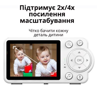 Відеоняня з цифровою камерою 2,8 дюйма РК-дисплей Full HD CMOS-датчик з нічним баченням та двостороннім зв'язком, колискові, вимір температури, датчик руху/плачу Happy Baby С3 white 1204242 фото, Hot Box