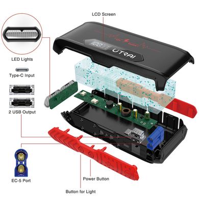 Багатофункціональний автомобільний пуско-зарядний пристрій / стартер 20000 мАг UTRAI Jstar 3 27919140 фото, Hot Box
