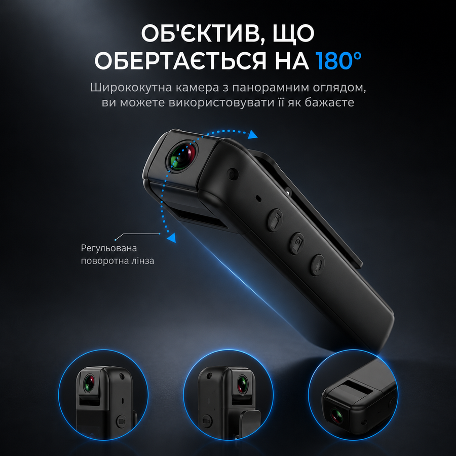 Портативная цифровая нагрудная боди экшн-камера HD 1080 с WI-FI YIKOO CS05 black 421252569 фото, Hot Box