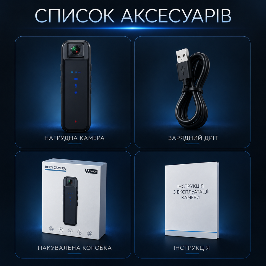 Портативная цифровая нагрудная боди экшн-камера HD 1080 с WI-FI YIKOO CS05 black 421252569 фото, Hot Box