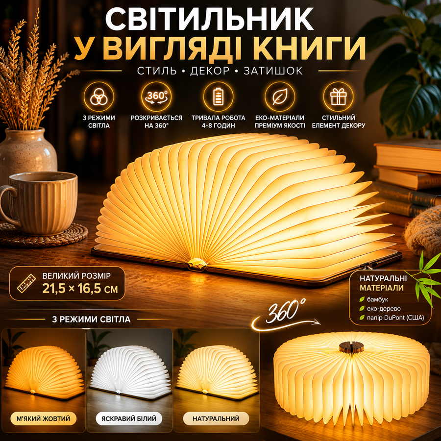 Складывающийся бумажный DuPont светодиодный большая светильник книга Greenbar 21,5х16,5 см W1-W4 brown 371281125 фото, Hot Box