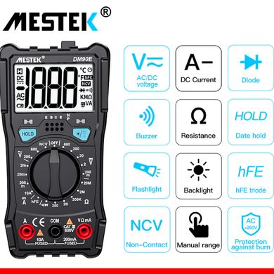 Компактний цифровий мультиметр з ліхтариком Mestek DM90E black 375772761 фото, Hot Box