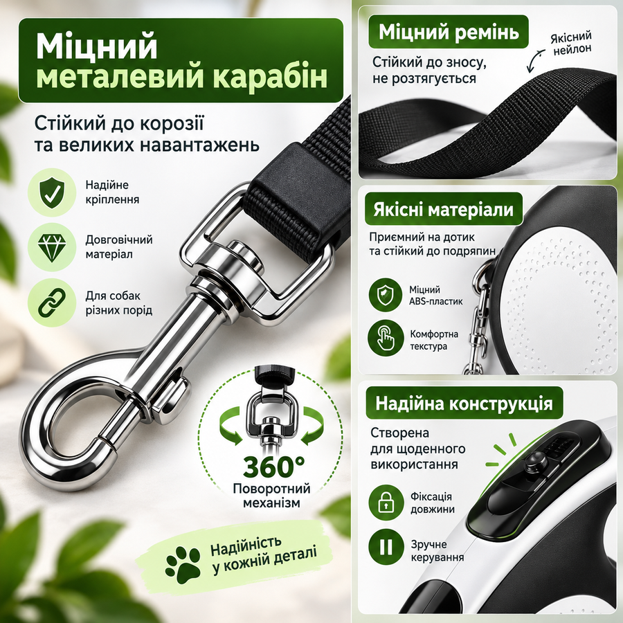 Автоматичний повідок-рулетка для собак до 50 кг з металевим карабіном 14092026 фото, Hot Box