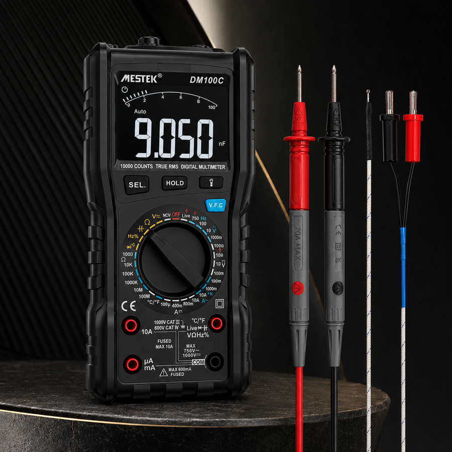 Мультиметр цифровой с большой скоростью измерения True RMS, VFC, NCV, LIVE MESTEK DM100C на чипе DTM0660L black 375442308 фото, Hot Box